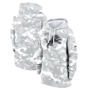Exclusive Elegant Detroit Lions Nike Women's 2024 Salute To Service Club Fleece Pullover Hoodie - Arctic Camo