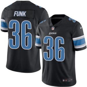Exclusive Eye - catching Elegant Lions #36 Jake Funk Black Men's Stitched NFL Limited Rush Jersey