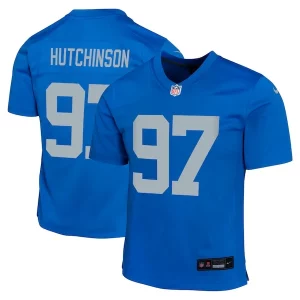 Exclusive Gorgeous Dashing Cool Aidan Hutchinson Detroit Lions Nike Youth Alternate Game Jersey - Blue