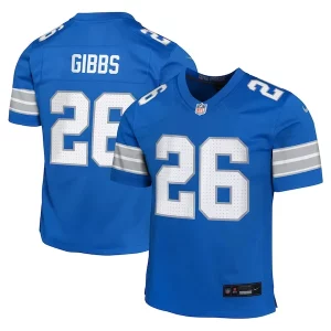 Exclusive Handsome Graceful Sleek Jahmyr Gibbs Detroit Lions Nike Youth Team Player Game Jersey - Blue