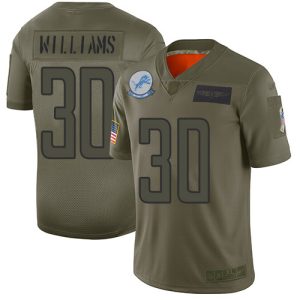 Exclusive Handsome Lions #30 Jamaal Williams Camo Men's Stitched NFL Limited 2019 Salute To Service Jersey