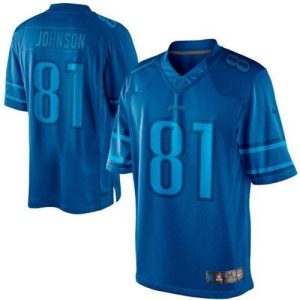 Exclusive High Quality Lions #81 Calvin Johnson Blue Men's Stitched NFL Drenched Limited Jersey