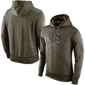 Exclusive Premium Exquisite Men's Detroit Lions Olive Salute To Service KO Performance Hoodie