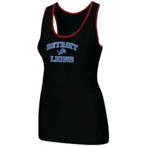 Exclusive Sleek Chic Women's Detroit Lions Heart & Soul Tri-Blend Racerback Stretch Tank Top Black