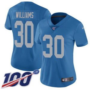 Exclusive Stylish Gorgeous Trendy Lions #30 Jamaal Williams Blue Throwback Women's Stitched NFL 100th Season Vapor Untouchable Limited Jersey