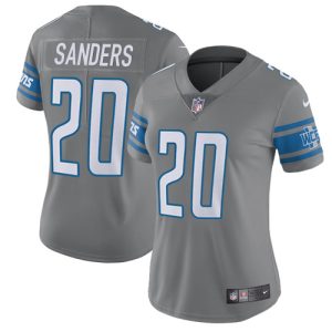 Exclusive Stylish Lions #20 Barry Sanders Gray Women's Stitched NFL Limited Rush Jersey