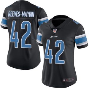 Exquisite Alluring Trendy Fantastic Lions #42 Jalen Reeves-Maybin Black Women's Stitched NFL Limited Rush Jersey