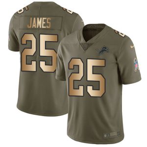 Exquisite Chic Marvelous Lions #25 Craig James Olive/Gold Men's Stitched NFL Limited 2017 Salute To Service Jersey