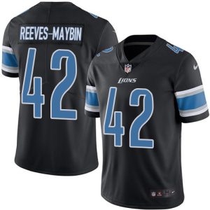 Exquisite Eye - catching Superb Lions #42 Jalen Reeves-Maybin Black Men's Stitched NFL Limited Rush Jersey