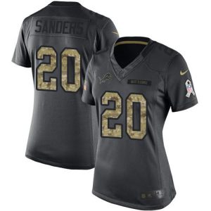 Exquisite Gorgeous Attractive Lions #20 Barry Sanders Black Women's Stitched NFL Limited 2016 Salute to Service Jersey