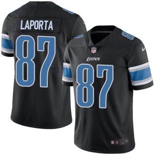 Exquisite Gorgeous Lions #87 Sam LaPorta Black Youth Stitched NFL Limited Rush Jersey