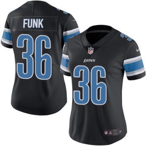 Exquisite Premium Lions #36 Jake Funk Black Women's Stitched NFL Limited Rush Jersey