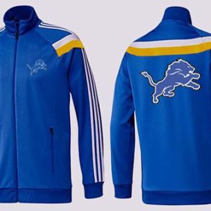Eye - catching Alluring Fabulous NFL Detroit Lions Team Logo Jacket Blue_3