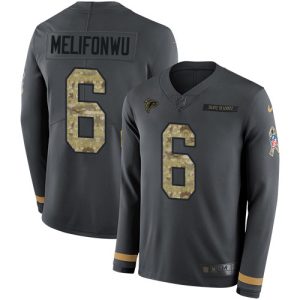 Eye - catching Cool Lions #6 Ifeatu Melifonwu Anthracite Salute to Service Youth Stitched NFL Limited Therma Long Sleeve Jersey