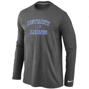 Eye - catching Gorgeous Detroit Lions Heart & Soul Long Sleeve T-Shirt Dark Grey