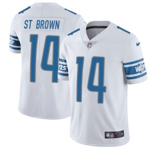Eye - catching Gorgeous Elegant Marvelous Lions #14 Amon-Ra St. Brown White Men's Stitched NFL Vapor Untouchable Limited Jersey