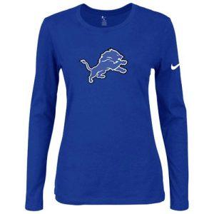 Eye - catching Gorgeous Women's Detroit Lions Of The City Long Sleeve Tri-Blend NFL T-Shirt Blue