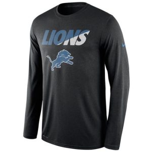 Eye - catching Handsome Fantastic Smart Men's Detroit Lions Black Legend Staff Practice Long Sleeves Performance T-Shirt