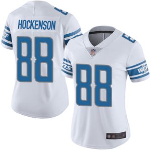 Eye - catching Smart Classic Graceful Lions #88 T.J. Hockenson White Women's Stitched NFL Vapor Untouchable Limited Jersey