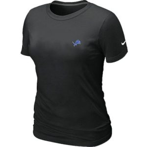 Eye - catching Unique Stunning Women's Detroit Lions Chest Embroidered Logo T-Shirt Black