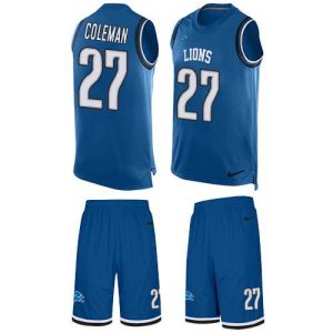 Fabulous Alluring Lions #27 Justin Coleman Blue Team Color Men's Stitched NFL Limited Tank Top Suit Jersey