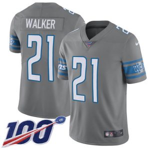 Fabulous Classic Sleek Lions #21 Tracy Walker Gray Youth Stitched NFL Limited Rush 100th Season Jersey