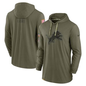 Fabulous Cool Detroit Lions 2022 Salute to Service Tonal Pullover Hoodie - Olive