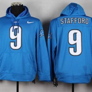 Fabulous Exclusive Premium High Quality Detroit Lions #9 Matthew Stafford Pullover NFL Hoodie Blue