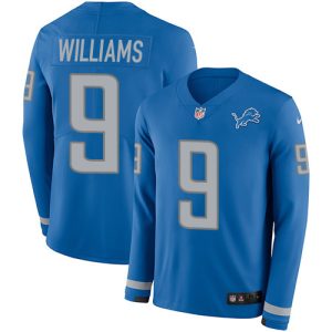 Fabulous Exquisite Lions #9 Jameson Williams Blue Team Color Youth Stitched NFL Limited Therma Long Sleeve Jersey
