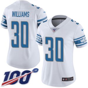 Fabulous Eye - catching Lions #30 Jamaal Williams White Women's Stitched NFL 100th Season Vapor Untouchable Limited Jersey