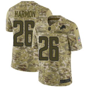 Fabulous Gorgeous Lions #26 Duron Harmon Camo Youth Stitched NFL Limited 2018 Salute To Service Jersey