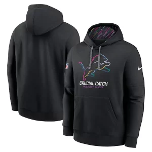 Fabulous Graceful Outstanding Detroit Lions Nike 2024 NFL Crucial Catch Club Pullover Hoodie - Black