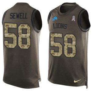 Fabulous Handsome Elegant Gorgeous Detroit Lions #58 Penei Sewell Green Men's Stitched NFL Limited Salute To Service Tank Top Jersey