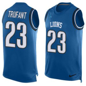 Fabulous High Quality Lions #23 Desmond Trufant Blue Team Color Men's Stitched NFL Limited Tank Top Jersey