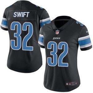 Fabulous High Quality Premium Alluring Lions #32 D'Andre Swift Black Women's Stitched NFL Limited Rush Jersey
