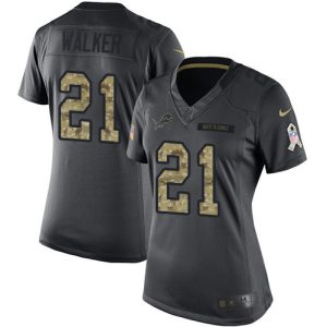 Fabulous Luxurious Cool Handsome Lions #21 Tracy Walker Black Women's Stitched NFL Limited 2016 Salute to Service Jersey