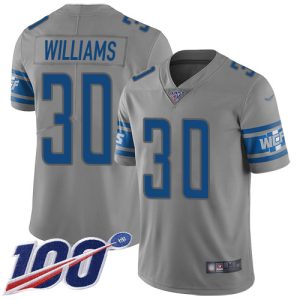 Fabulous Luxurious Elegant Lions #30 Jamaal Williams Gray Men's Stitched NFL Limited Inverted Legend 100th Season Jersey