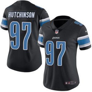 Fabulous Luxurious Lions #97 Aidan Hutchinson Black Women's Stitched NFL Limited Rush Jersey