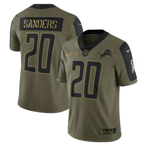 Fabulous Trendy Cool Superb Detroit Lions #20 Barry Sanders Olive 2021 Salute To Service Limited Player Jersey
