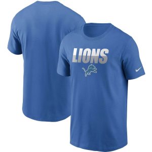 Fabulous Trendy Handsome Modern Detroit Lions Split T-Shirt Blue