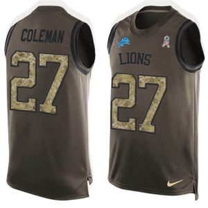 Fantastic Chic Attractive Lions #27 Justin Coleman Green Men's Stitched NFL Limited Salute To Service Tank Top Jersey
