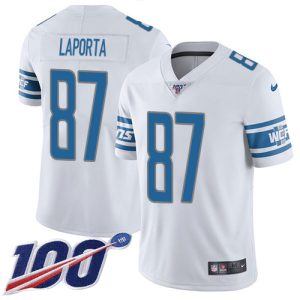 Fantastic Cool Outstanding Lions #87 Sam LaPorta White Youth Stitched NFL 100th Season Vapor Untouchable Limited Jersey