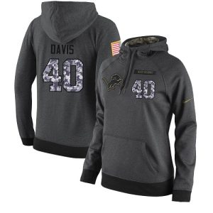 Fantastic Elegant Exclusive NFL Women's Detroit Lions #40 Jarrad Davis Stitched Black Anthracite Salute to Service Player Performance Hoodie