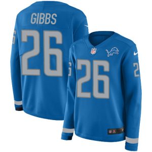 Fantastic Gorgeous Trendy Smart Lions #26 Jahmyr Gibbs Blue Team Color Women's Stitched NFL Limited Therma Long Sleeve Jersey