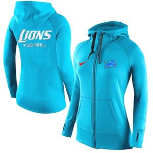 Fantastic Handsome Outstanding Smart Women's Detroit Lions Full-Zip Performance Hoodie Light Blue