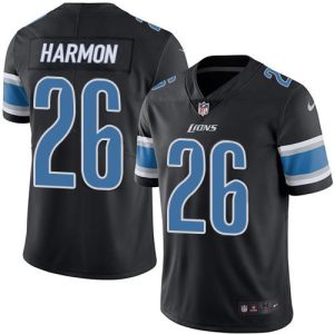 Fantastic High Quality Lions #26 Duron Harmon Black Youth Stitched NFL Limited Rush Jersey