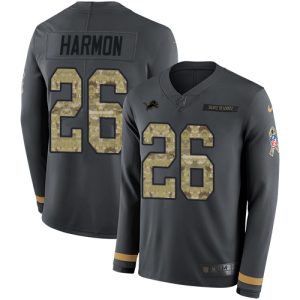 Fantastic Modern Eye - catching Premium Lions #26 Duron Harmon Anthracite Salute to Service Youth Stitched NFL Limited Therma Long Sleeve Jersey