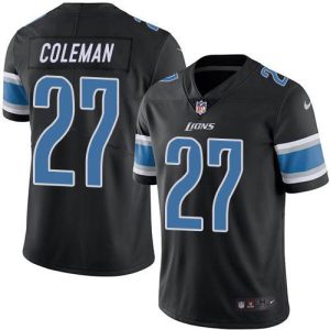 Fantastic Stunning Lions #27 Justin Coleman Black Men's Stitched NFL Limited Rush Jersey