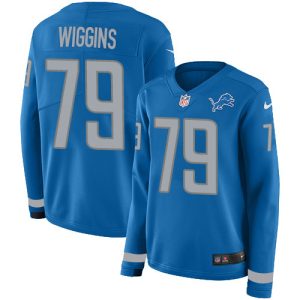 Fantastic Superb Elegant Stunning Lions #79 Kenny Wiggins Blue Team Color Women's Stitched NFL Limited Therma Long Sleeve Jersey