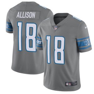 Fantastic Superb Lions #18 Geronimo Allison Gray Youth Stitched NFL Limited Rush Jersey